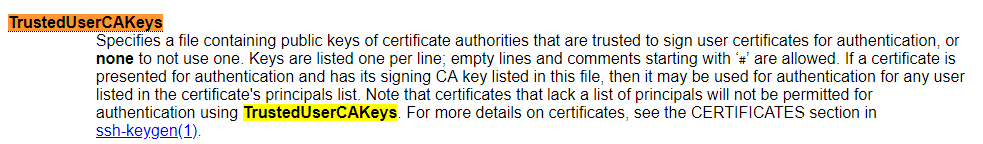 TrustedUserCAKeys
